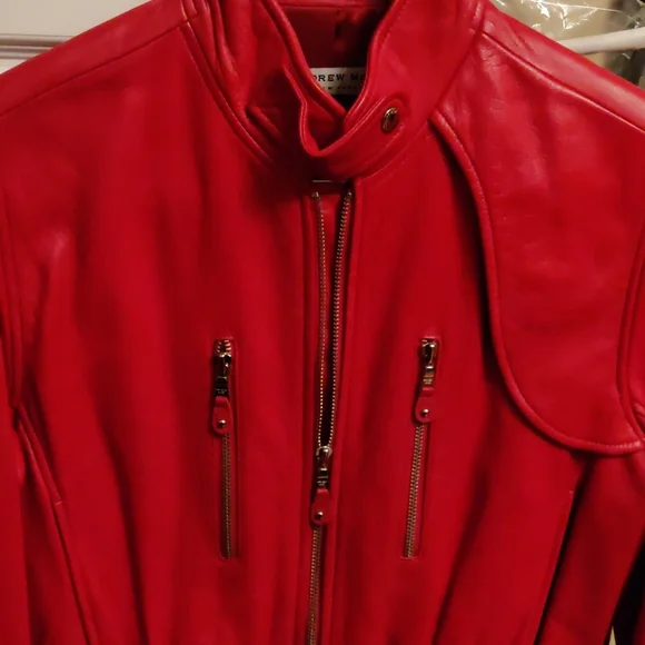 Red Andrew Mars. Full grain leather bamber jacket.As new. - Picture 3 of 5